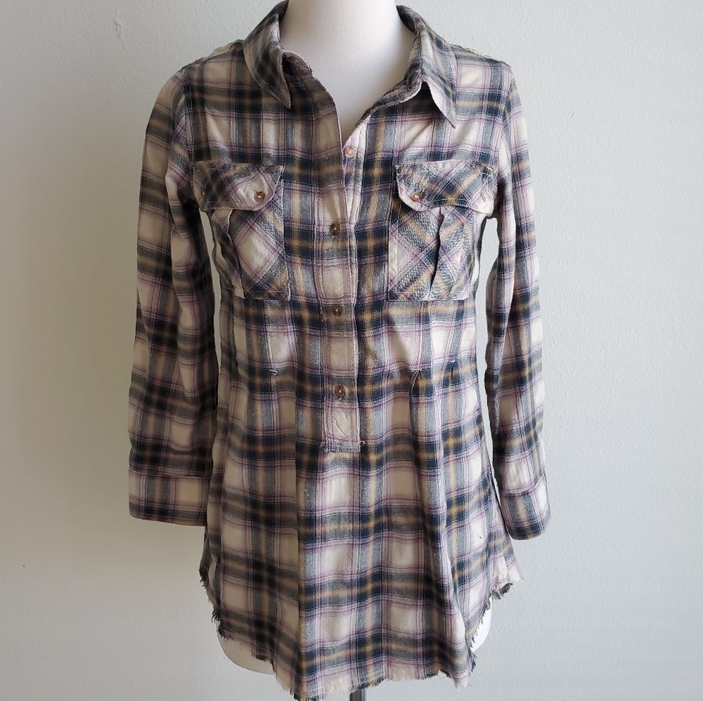 NSF Plaid Half Button Shirt